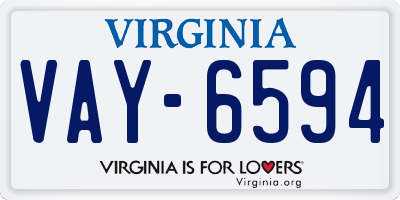 VA license plate VAY6594