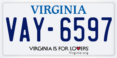 VA license plate VAY6597