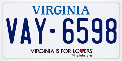 VA license plate VAY6598