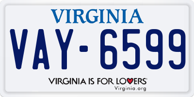 VA license plate VAY6599