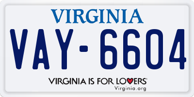 VA license plate VAY6604
