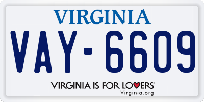 VA license plate VAY6609