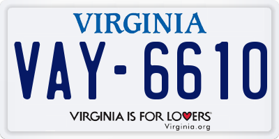 VA license plate VAY6610