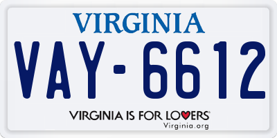 VA license plate VAY6612