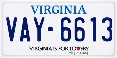 VA license plate VAY6613