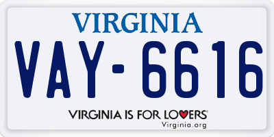 VA license plate VAY6616