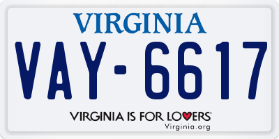 VA license plate VAY6617