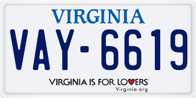 VA license plate VAY6619