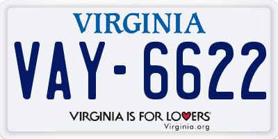 VA license plate VAY6622