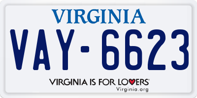 VA license plate VAY6623