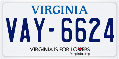 VA license plate VAY6624