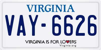 VA license plate VAY6626