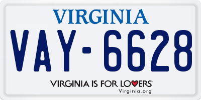 VA license plate VAY6628
