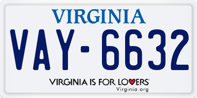 VA license plate VAY6632