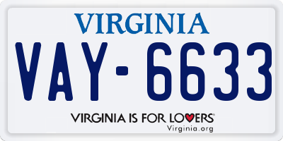VA license plate VAY6633