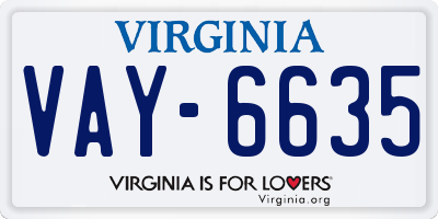 VA license plate VAY6635