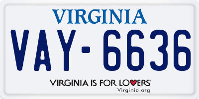 VA license plate VAY6636