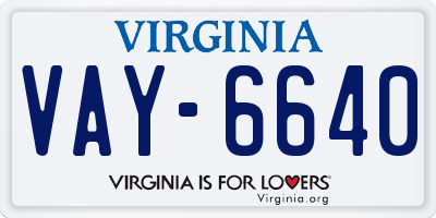 VA license plate VAY6640