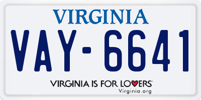 VA license plate VAY6641