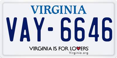 VA license plate VAY6646