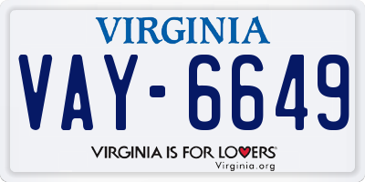 VA license plate VAY6649