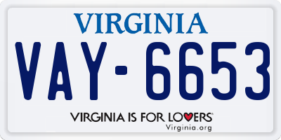 VA license plate VAY6653