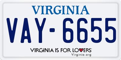 VA license plate VAY6655