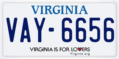 VA license plate VAY6656