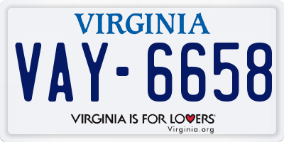 VA license plate VAY6658
