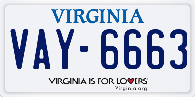 VA license plate VAY6663