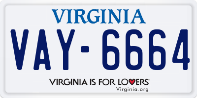 VA license plate VAY6664