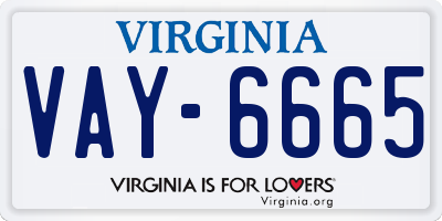 VA license plate VAY6665