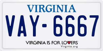 VA license plate VAY6667