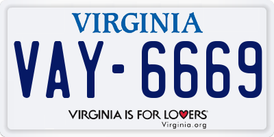 VA license plate VAY6669