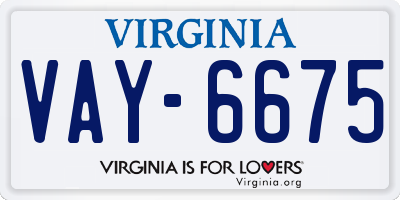 VA license plate VAY6675