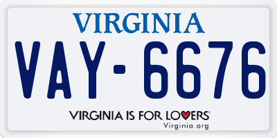 VA license plate VAY6676