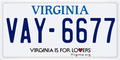 VA license plate VAY6677