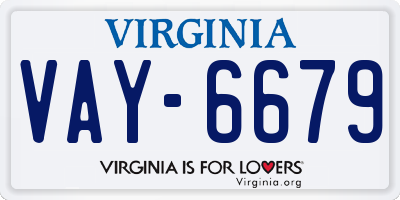 VA license plate VAY6679