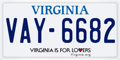 VA license plate VAY6682