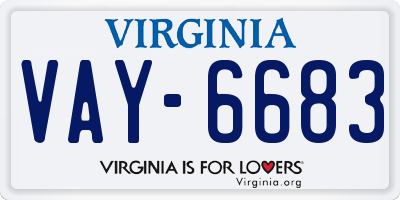 VA license plate VAY6683
