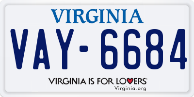 VA license plate VAY6684