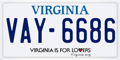 VA license plate VAY6686
