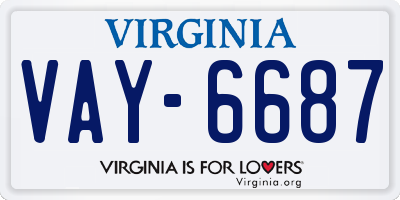 VA license plate VAY6687