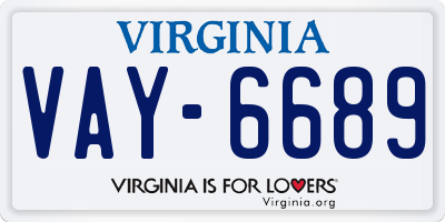 VA license plate VAY6689