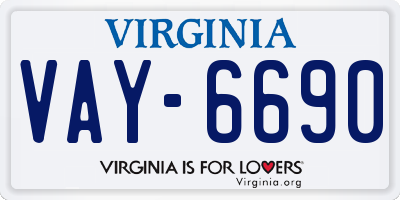 VA license plate VAY6690