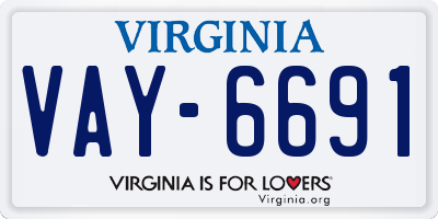 VA license plate VAY6691