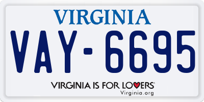 VA license plate VAY6695