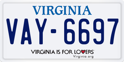 VA license plate VAY6697
