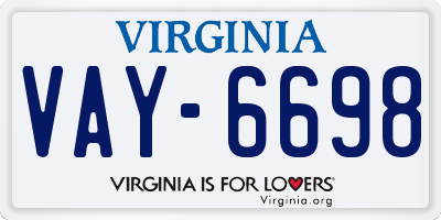 VA license plate VAY6698