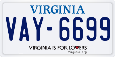 VA license plate VAY6699